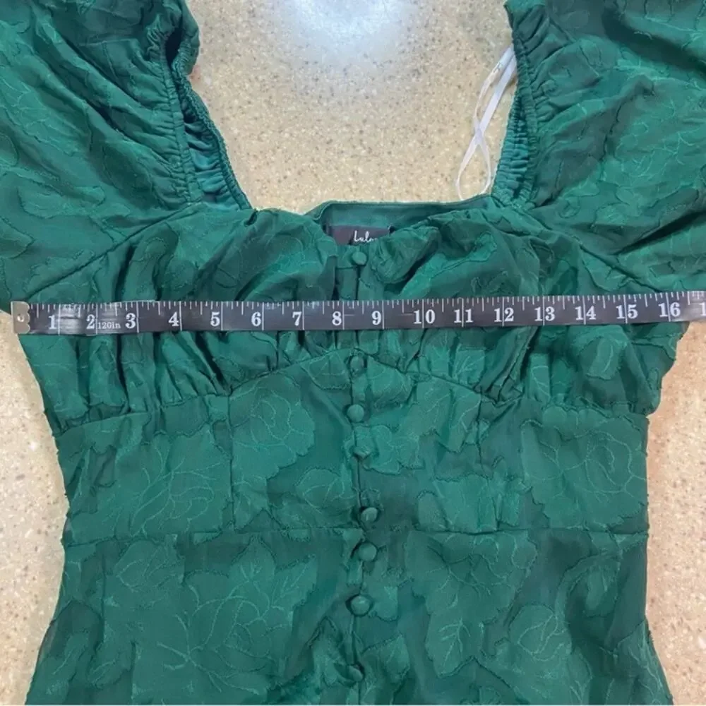 NWOT Lulus Everlasting Charm Emerald Green Floral Jacquard Midi Dress_9